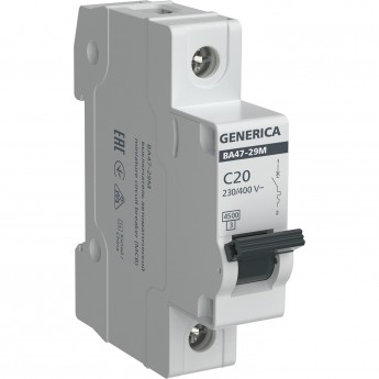 Автоматический выключатель IEK ВА47-29М 1P 20А 4,5кА C GENERICA Автоматический выключатель IEK ВА47-29М 1P 20А 4,5кА C GENERICA