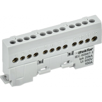 Шина L "фаза" TEKFOR IEK TF-NN10-12-KL-K03 изолированная на универсальном держателе 6х9-12-Ср