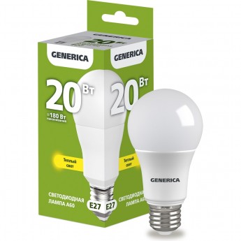 Светодиодная лампа IEK GENERICA A60 груша 20Вт 230В 3000К E27
