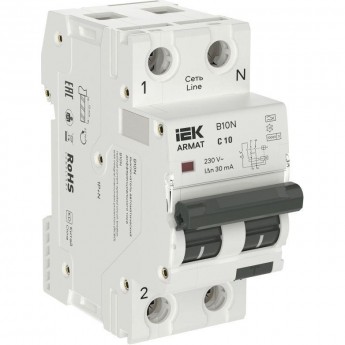 Выключатель автоматический дифференциального тока IEK ARMAT АВДТ B10N AR-B10N-1N-C010A030 2п (1P+NP) C 10 30мА тип A