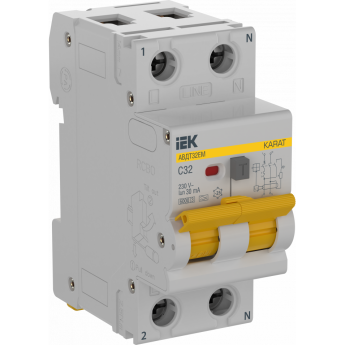 Выключатель автоматический дифференциального тока IEK KARAT KA-VD14-1-032-C-030-A C 32А 30мА тип A АВДТ32EM Выключатель автоматический дифференциального тока IEK KARAT KA-VD14-1-032-C-030-A C 32А 30мА тип A АВДТ32EM