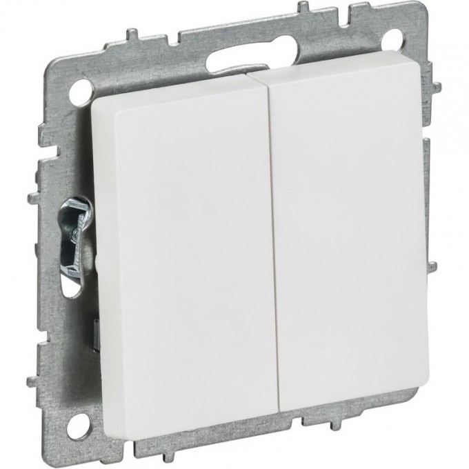 Выключатель проходной 2-клавишный IEK СП BRITE ВС10-2-6-БрАБ 1белый BR-V22-0-10-K91